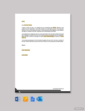 Club Membership Resignation Letter