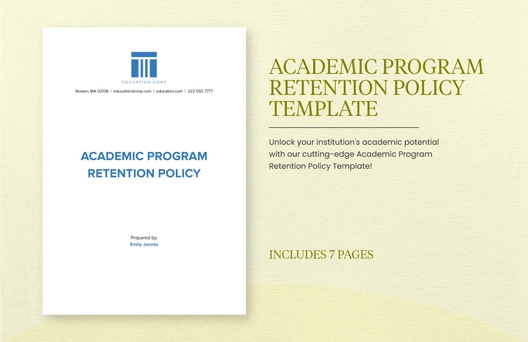 Academic Program Retention Policy Template