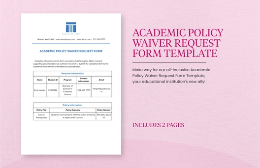 Academic Policy Waiver Request Form Template