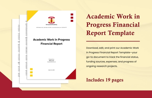 Academic Work in Progress Financial Report Template