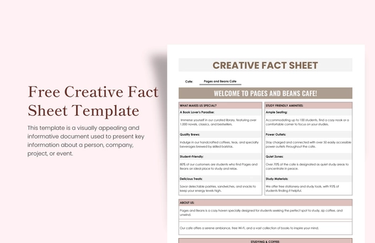 Creative Fact Sheet Template