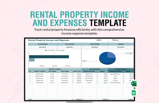 Rental Property Income and Expenses template
