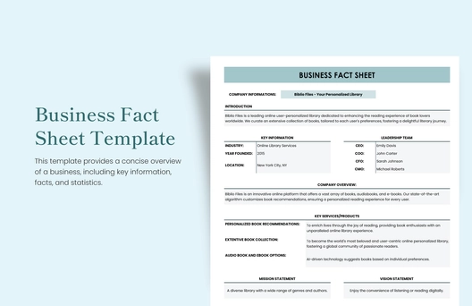 Business Fact Sheet Template