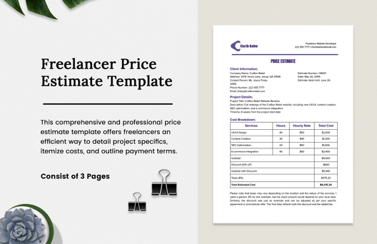 Freelancer Price Estimate Template