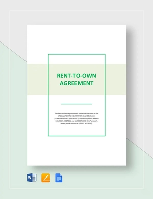 Rent To Own Agreement Sample Template