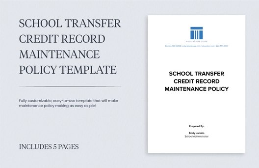 School Transfer Credit Record Maintenance Policy Template