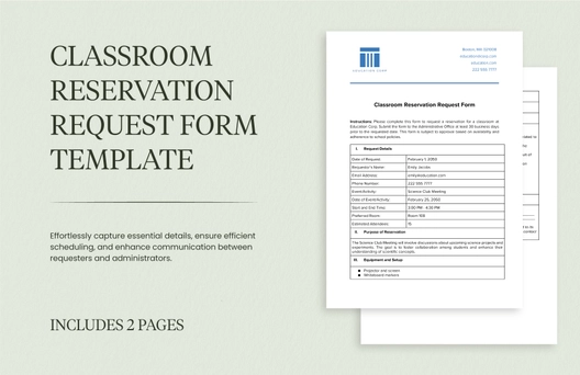 Classroom Reservation Request Form Template