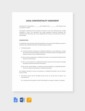 Legal Confidentiality Agreement Template