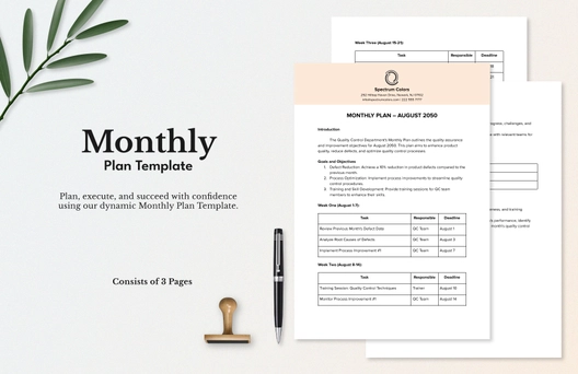 Monthly Plan Template