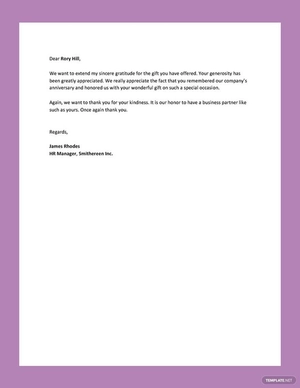 Thank You Letter for Gift