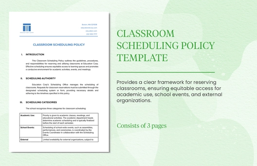 Classroom Scheduling Policy Template
