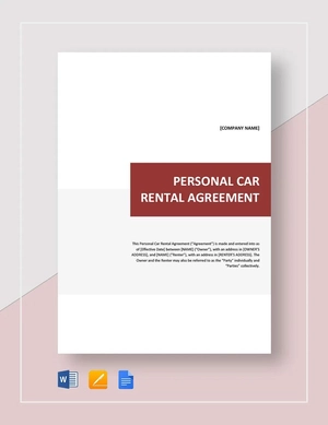 Personal Car Rental Agreement Template Personal Car Rental Agreement Template