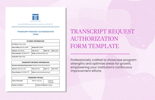 Transcript Request Authorization Form Template