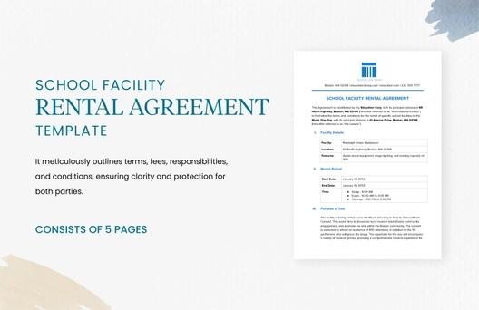 School Facility Rental Agreement Template