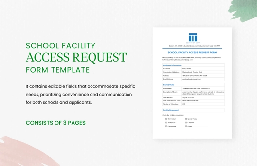 School Facility Access Request Form Template