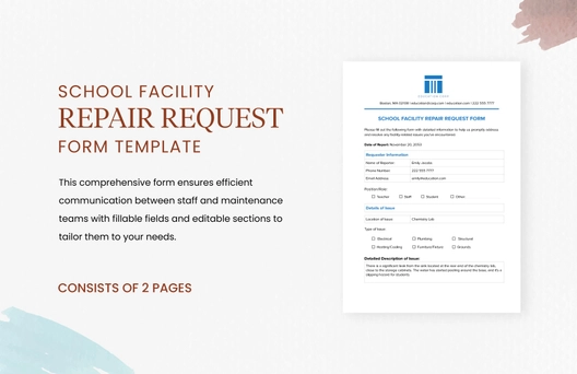 School Facility Repair Request Form Template