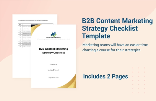 B2B Content Marketing Strategy Checklist Template B2B Content Marketing Strategy Checklist Template