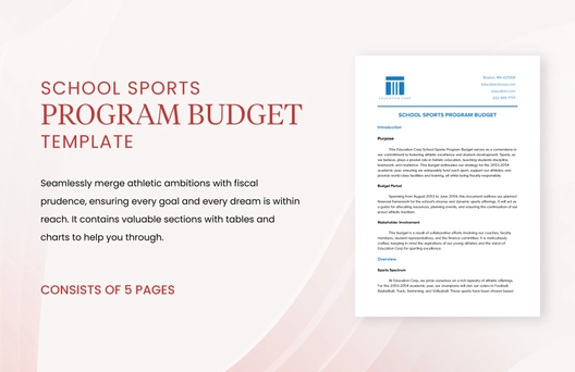 School Sports Program Budget Template