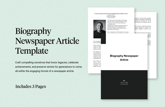 Biography Newspaper Article Template