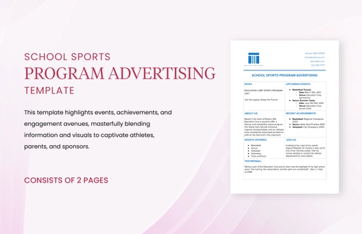 School Sports Program Advertising Template
