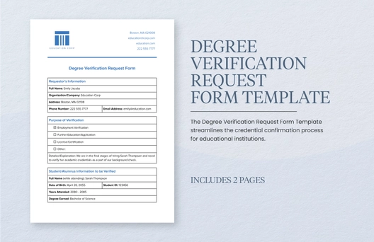 Degree Verification Request Form Template