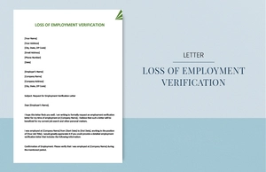 Loss of employment verification letter