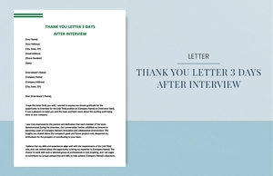 Thank you letter 3 days after interview