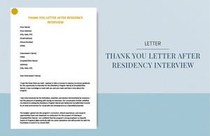 Thank you letter after residency interview