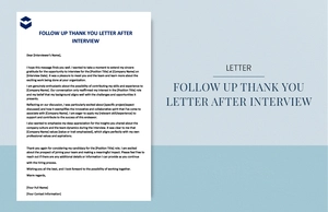 Follow up thank you letter after interview