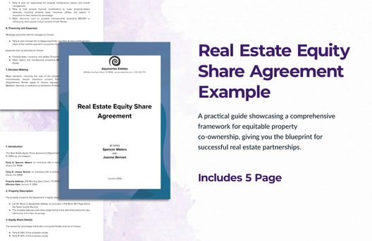 Real Estate Equity Share Agreement Example