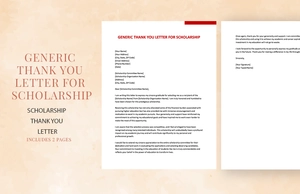 Generic Thank You Letter For Scholarship