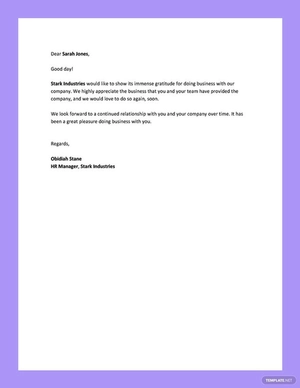 Thank You Letter to Client