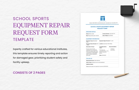 School Sports Equipment Repair Request Form Template School Sports Equipment Repair Request Form Template