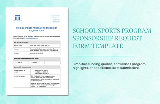 School Sports Program Sponsorship Request Form Template School Sports Program Sponsorship Request Form Template