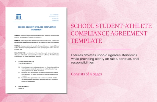 School Student-Athlete Compliance Agreement Template