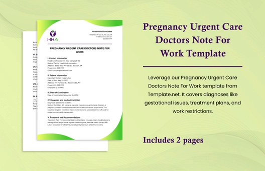 Pregnancy Urgent Care Doctors Note For Work Template