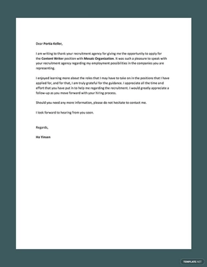 Thank You Letter to Recruiter Agency