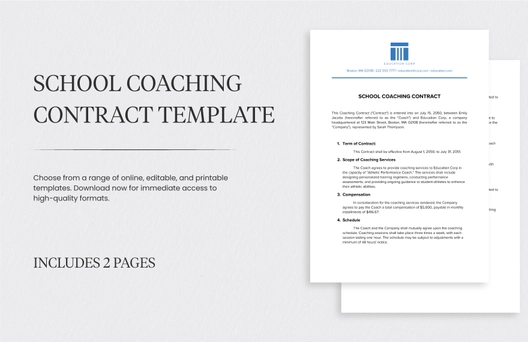 School Coaching Contract Template