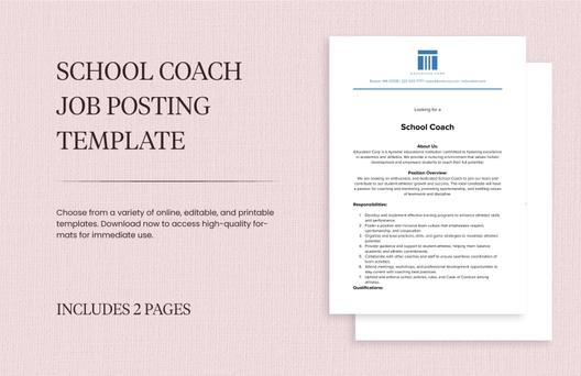 School Coach Job Posting Template