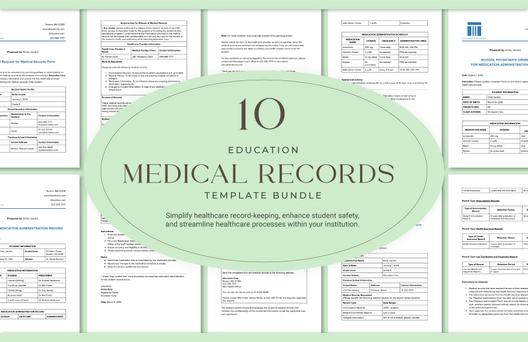 10 Education Medical Records Template Bundle