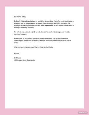 Volunteer Thank You Letter