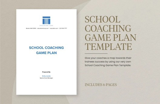 School Coaching Game Plan Template