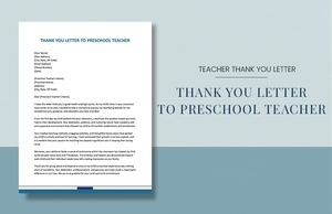 Thank You Letter To Preschool Teacher