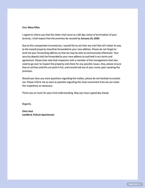 60 Day Notice to Terminate Tenancy Letter Template