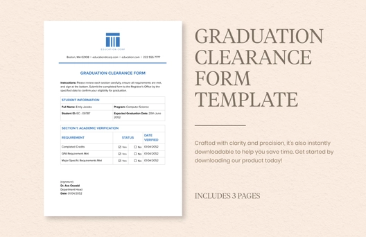 Graduation Clearance Form Template