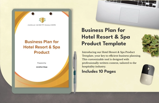 Business Plan for Hotel Resort & Spa Product Template