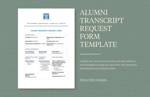 Alumni Transcript Request Form Template Alumni Transcript Request Form Template