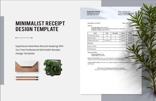 Minimalist Receipt Design Template