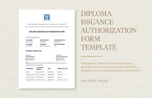 Diploma Issuance Authorization Form Template