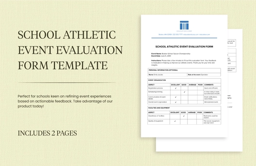 School Athletic Event Evaluation Form Template